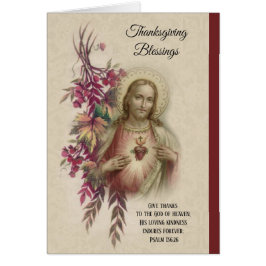 Sakral hjärta för thanksgiving av Jesus blommor Hälsningskort