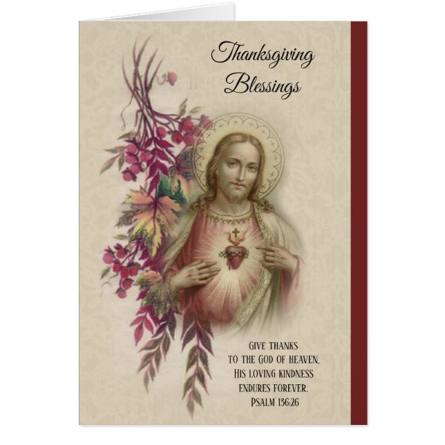 Sakral hjärta för thanksgiving av Jesus blommor Hälsningskort (Framsidan)