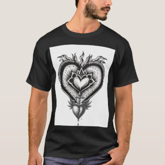 Sakral hjärta gotisk tatuering illustration | Vint T Shirt