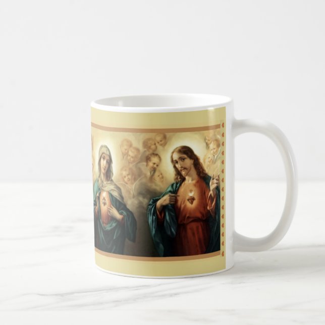 Sakral Jesus obefläckad hjärtaMary änglar Kaffemugg (Höger)