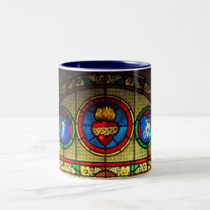 Sakral målat glassmugg för hjärta (J&M) Två-Tonad Mugg