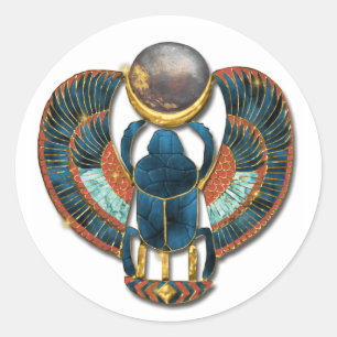 Sakral Scarab av kungen Tut Runt Klistermärke