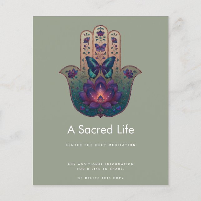Sakral transformation | Hamsa Hand Design Flygblad (Baksidan)