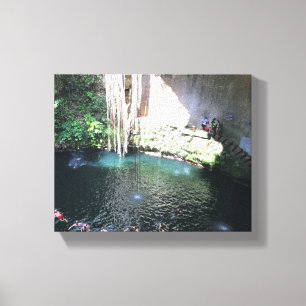 Sakrala blått Cenote, Ik Kil, Mexico #4 kanfas Canvastryck