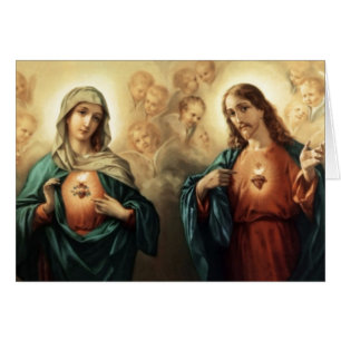 Sakrala Cherubs för Jesus obefläckade hjärtaMary Hälsningskort