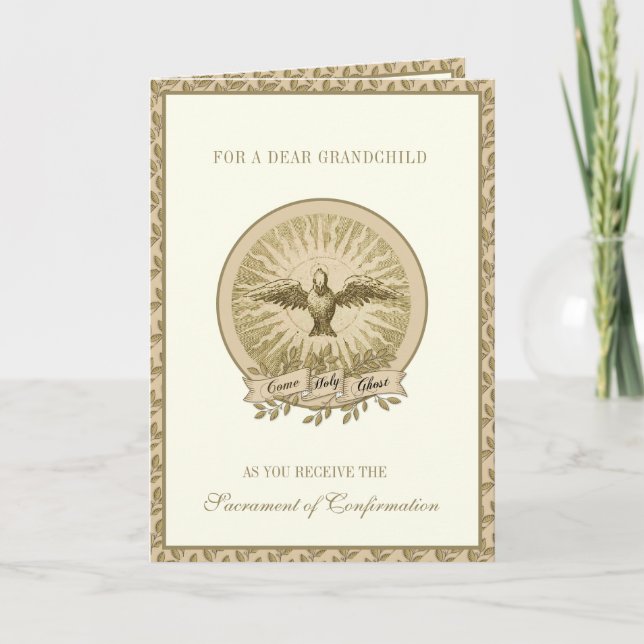 Sakrament Konfirmation Helig Ande Barnbarn Helgkort (Framsida)