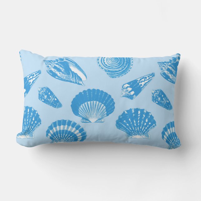 Säkrare - Cerulean blue och white Lumbarkudde (Framsida)