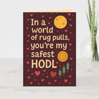 Säkrare HODL Romantic Crypto-hälsningskort Tack Kort