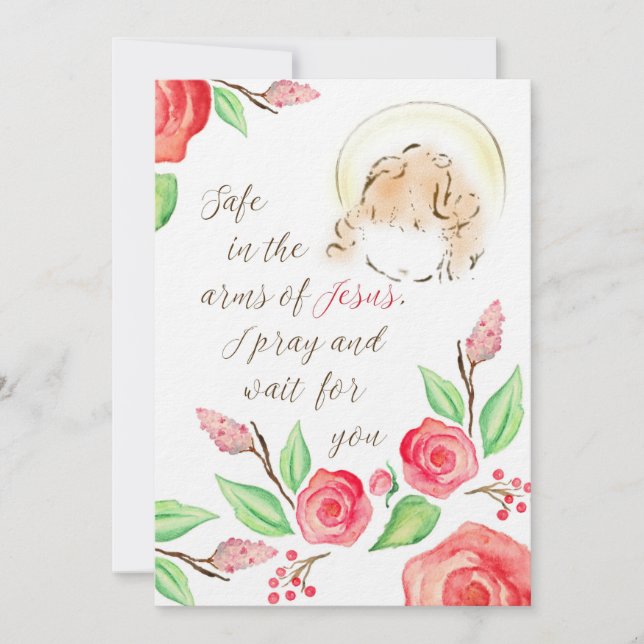 Säkrare i Armen Jesus Infant Loss Print Inbjudningar (Framsida)