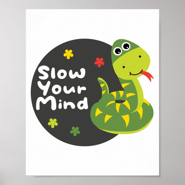 Sakta ditt sinne Kawaii lustig grönt orm Poster (Framsidan)