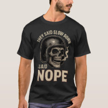 Sakta Ner Nej Rollig Biker Dödskalle T-Shirt