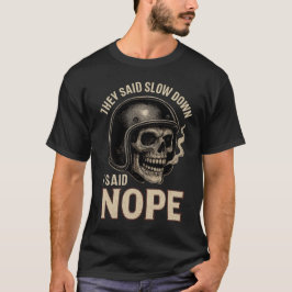 Sakta Ner Nej Rollig Biker Dödskalle T-Shirt