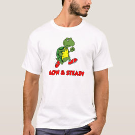 Sakta och stödja den rinnande sköldpaddan tee shirt