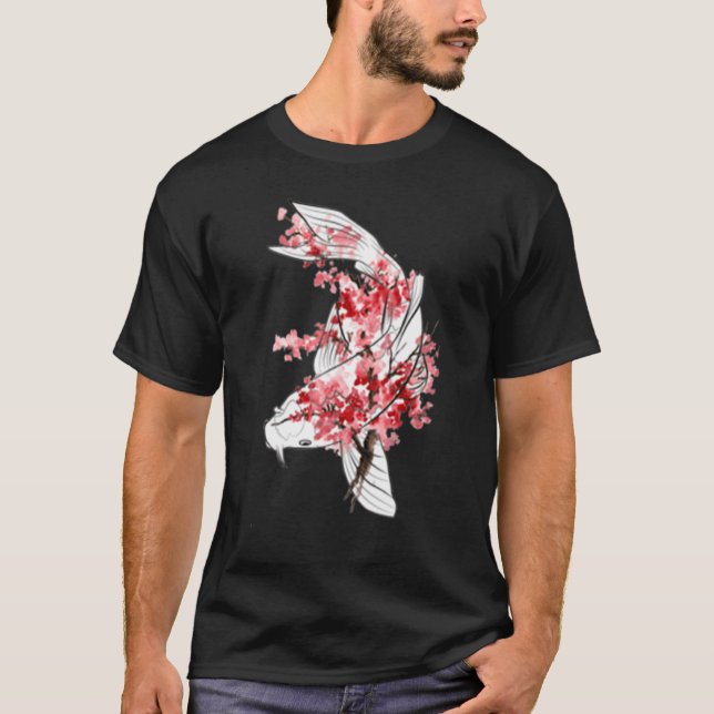 Sakuara Koi Carp Nishikigoi Fish Japansk Art T Shirt (Framsida)