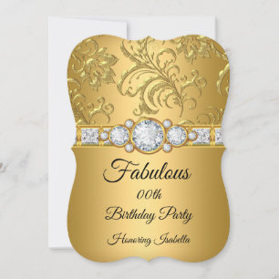 Sakunderbar guld-damask diamant födelsedagsfest 2 inbjudningar
