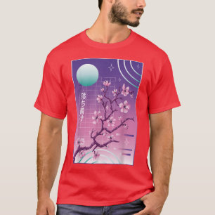 Sakura 80-tal 90-tal Japansk Cherry Blommar Vaporw T Shirt