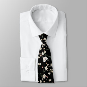 Sakura black and white Neck Tie Slips