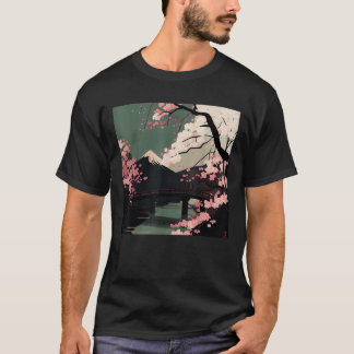 Sakura Bliss Japanska Cherry Blommar River och Bri T Shirt