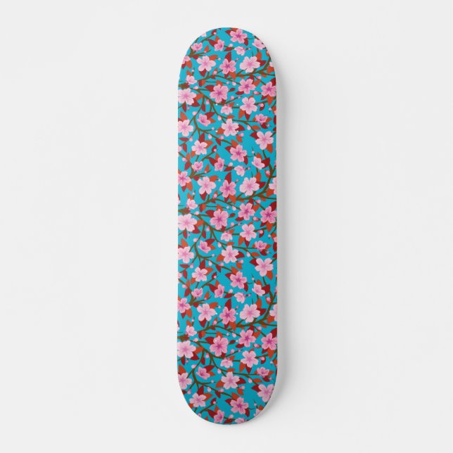 Sakura blommaillustration mini skateboard bräda 18,5 cm (Framsida)