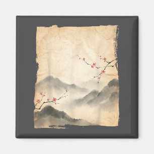 Sakura Blommande Grenar Japansk Bläck Målningskons Magnet