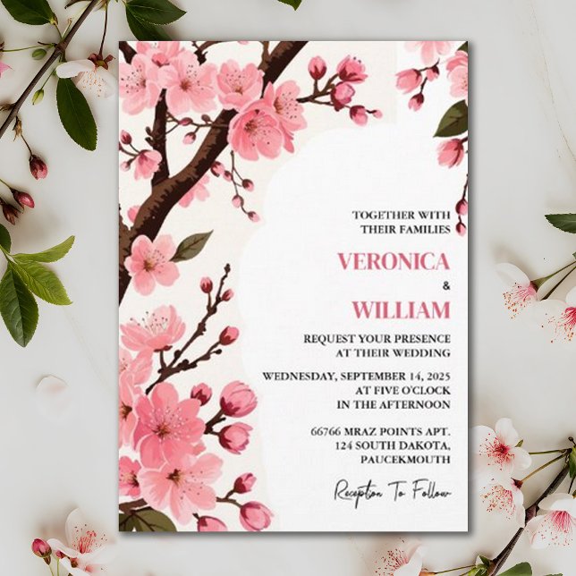 Sakura Blommar A Pastel Garden Party Bröllop Inbjudningar (Skapare uppladdad)