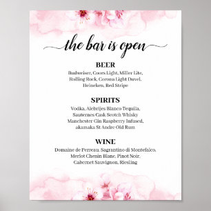 Sakura Blommar Calligraphy Bröllop Pub Menu Sign Poster