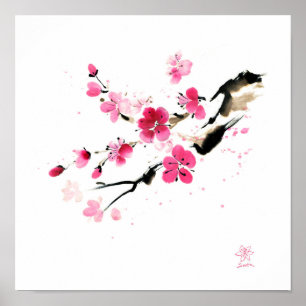 Sakura blommar. Färgning Poster