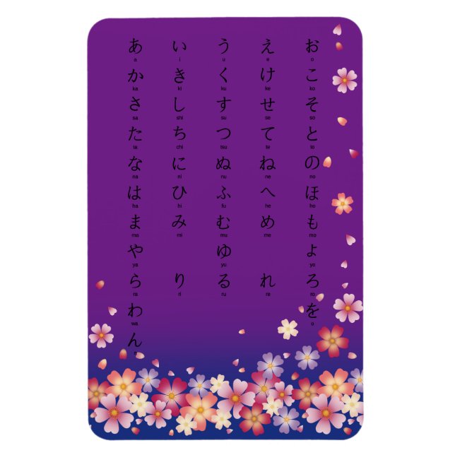 Sakura Blommar Hiragana Japans Lila Magnet (Vertikal)