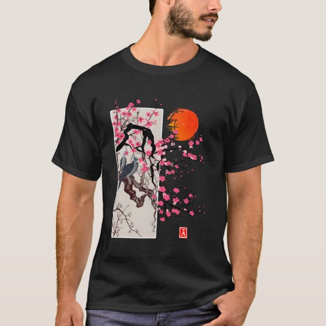 Sakura Blommar Japanska Cherry Scenery T Shirt (Framsida)