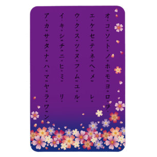 Sakura Blommar Katakana Japanska Lila Magnet