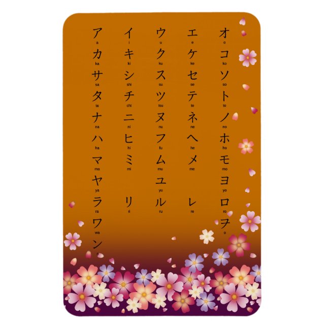 Sakura Blommar Katakana Japanska tecken Guld Magnet (Vertikal)