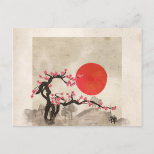 Sakura Blommar Ligcape Zen hieroglyph Helg Vykort