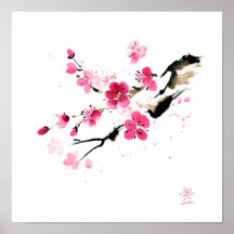 Sakura blommar. Målning