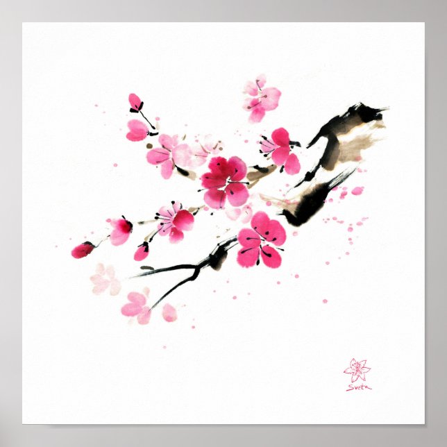 Sakura blommar. Målning Poster (Framsidan)