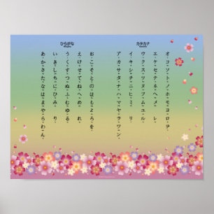 Sakura Blommars Hiragana Katakana Japanska Student Poster