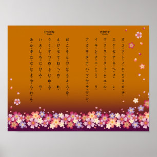 Sakura Blommars Hiragana Katakana Japanska Student Poster