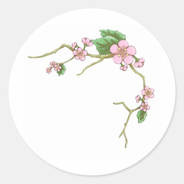 Sakura Blommars Runt Klistermärke (Framsida)