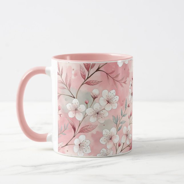 Sakura Blommönster Rosa  Mugg (Vänster)