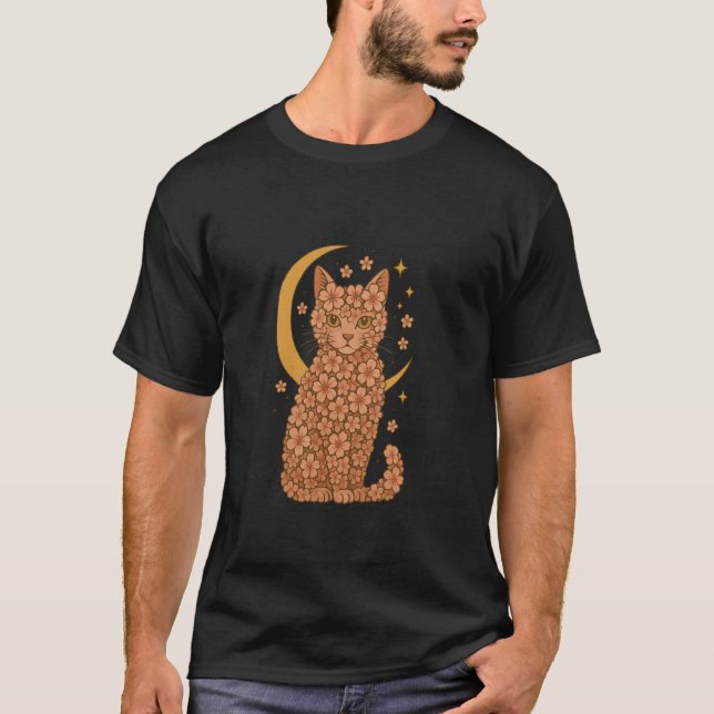 Sakura Blommor Blomster Katt Blommig Konstpresent  T Shirt (Framsida)