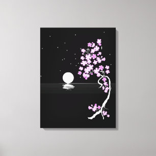 Sakura Blooms under Full Moon Canvastryck