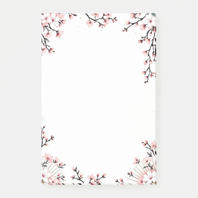 Sakura Blossoms and Fans Post-it Block (Framsida)
