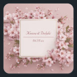 Sakura Cherry Blommar Bröllop Fyrkantigt Klistermärke<br><div class="desc">Lägg till en mjuk, romantisk beröring till ditt bröllop-kontor med den Sakura Cherry Blommar Bröllop Sticker. Med delikata blommar för körsbär i rosa placerade vackert utefter kant, fångar den här designen vår glatt elegans i fullt blomning. Den varma bakgrunden kompletterar detaljerna i blommigten och skapar perfekten för bröllop med romantiska,...</div>