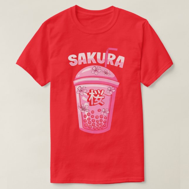 Sakura Cherry Blommar Bubble Tea för japanska Cult T Shirt (Design framsida)