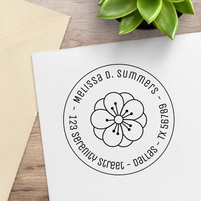 Sakura Cherry Blommar Flower Round Adress 3 Stämpel (Skapare uppladdad)