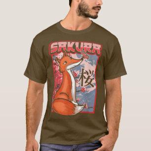 Sakura Cherry Blommar Fox Animal for Japansk Cult T Shirt