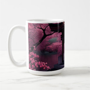 Sakura Cherry Blommar Garden Shrine Pond Japanska Kaffemugg