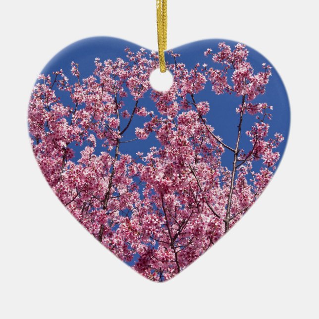Sakura Cherry-Blommar in to Blue Julgransprydnad Keramik (Framsidan)
