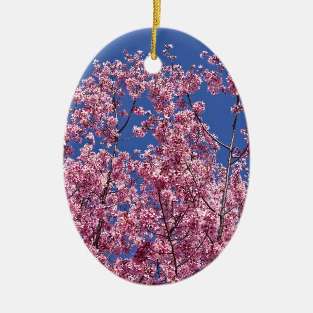 Sakura Cherry-Blommar in to Blue Julgransprydnad Keramik (Framsidan)