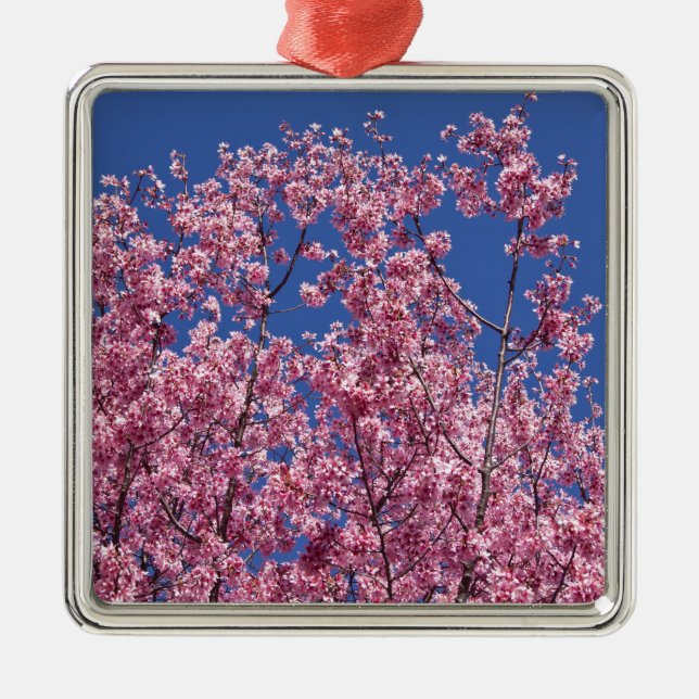 Sakura Cherry-Blommar in to Blue Julgransprydnad Metall (Framsidan)
