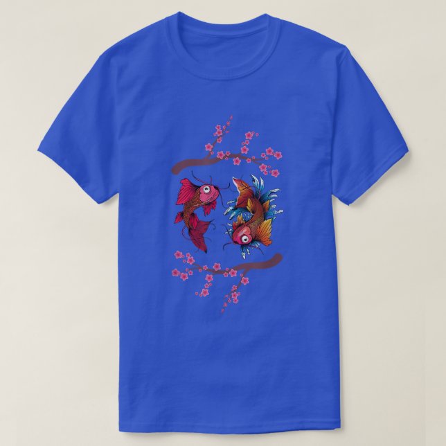 Sakura Cherry Blommar Koi Fish Japan Nishikigoi Ko T Shirt (Design framsida)